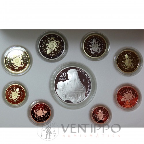 Vaticano, Estuche Proof, 8 Valores + 20 € plata 2020