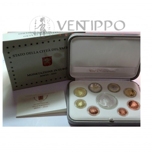 Vaticano, Estuche Proof, 8 Valores + 20 € plata 2020