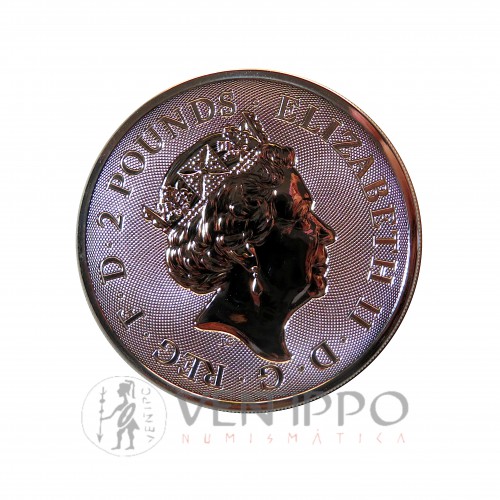 Gran Bretaña, 2 Pounds plata ( 1 Oz. 999 mls ) Queen 2020. Bu.