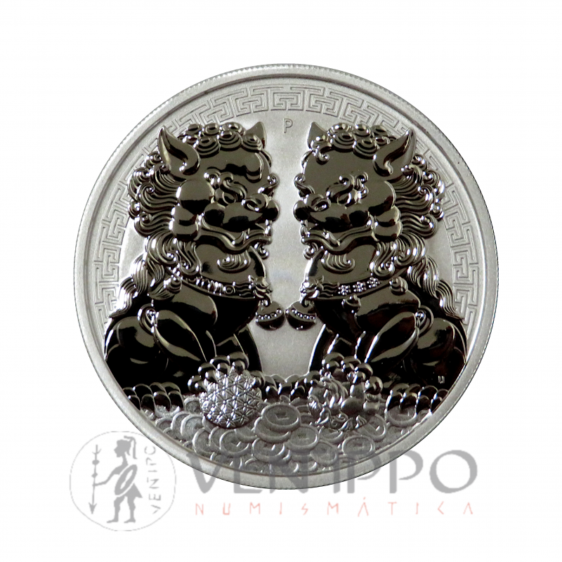 Australia, Dollar plata ( 1 Oz. 999 mls ) 2020, Doble Pixiu, Bu.