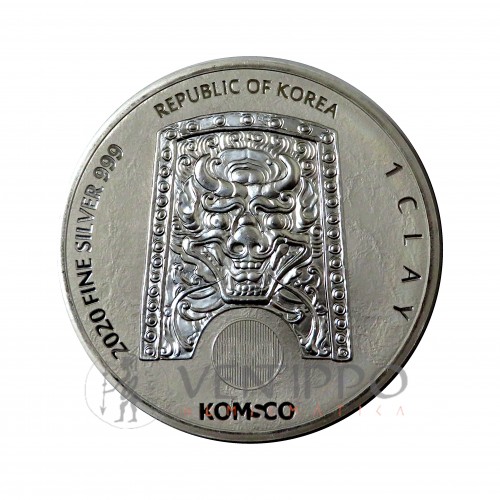 Corea del Sur, 1 Clay Plata ( 1 Oz. 999 mls ) Serie Guardianes Zi: Sin Rattus, 2020.