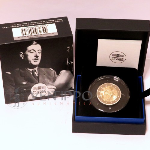 Francia, 2€ 2020 Charles de Gaulle, Proof, Estuche + Certif.