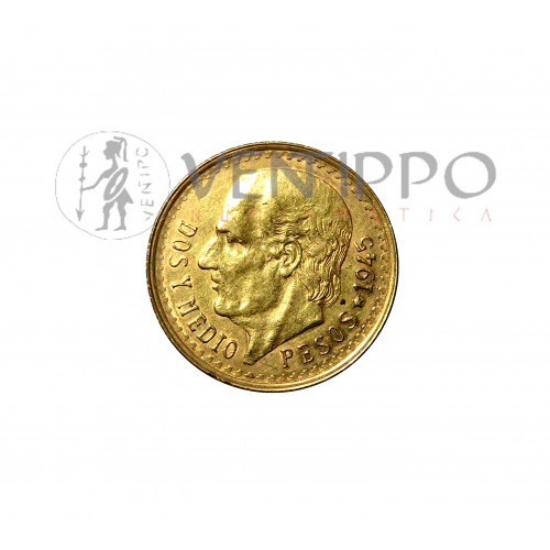 México, Dos y medio pesos, Oro, 1945 Excelente
