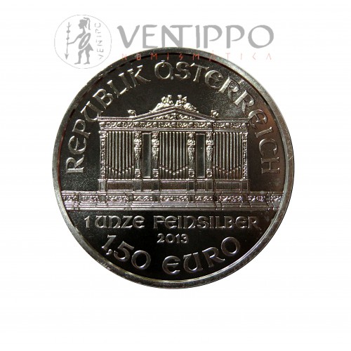 Austria, 1,5€ Plata ( 1 Oz. 999 mls ) Filarmónica 2013, S/C.