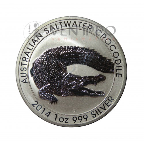 Australia, Dollar plata (1 Oz. 999 mls ) 2014 Cocodrilo Agua Salada, Bu.