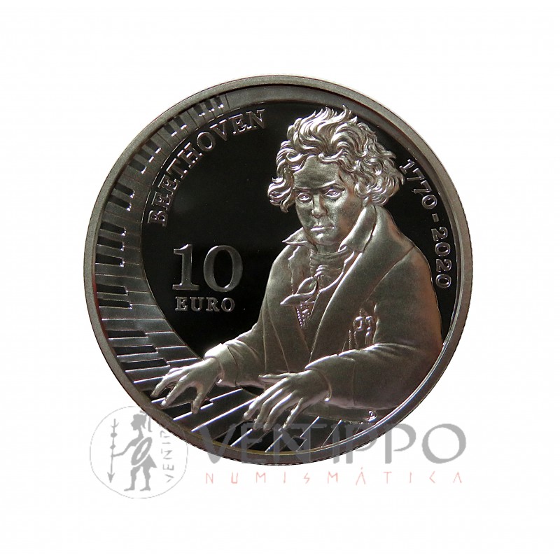 San Marino, 10 € Plata, 250 Aniv. Nacimiento Beethoven, 2020, Proof.