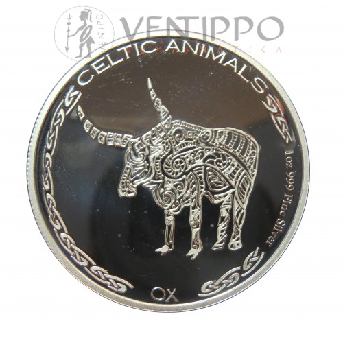 Tchad, 500 Francs Plata ( 1 Oz. ley 999 mls ) 2020 Buey Céltico, Bu.
