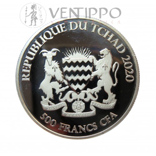 Tchad, 500 Francs Plata ( 1 Oz. ley 999 mls ) 2020 Buey Céltico, Bu.