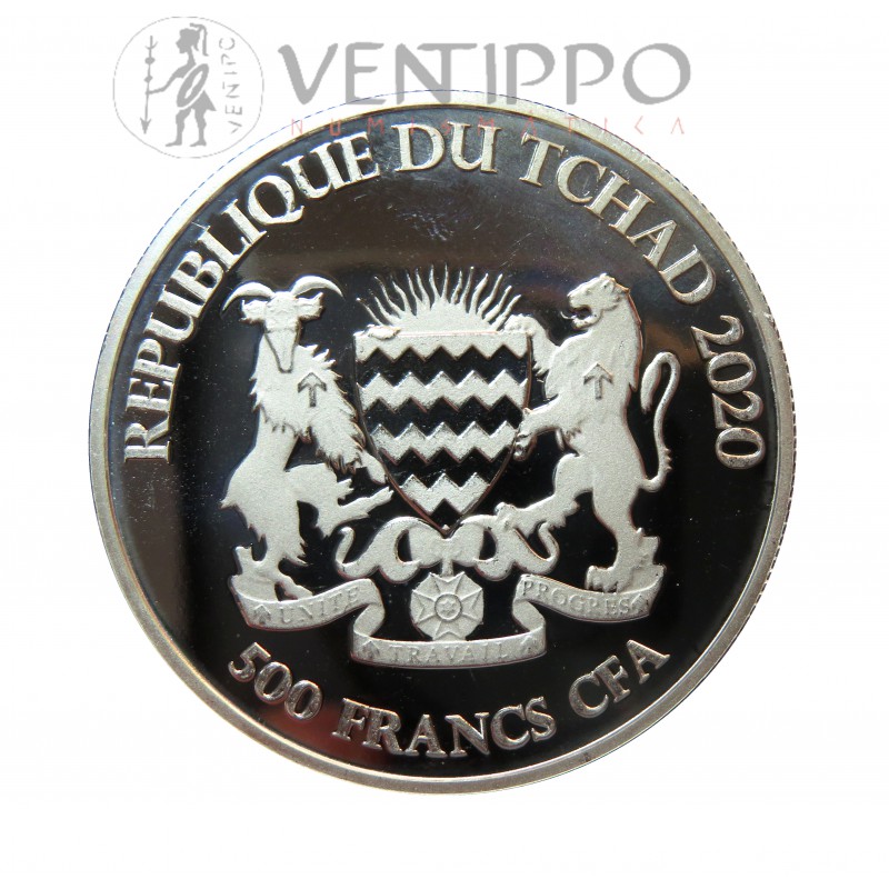 Tchad, 500 Francs Plata ( 1 Oz. ley 999 mls ) 2020 Buey Céltico, Bu.