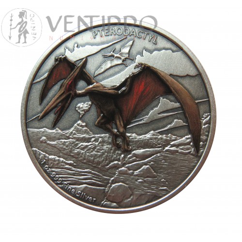 Niue, 2 $ Plata ( 1 OZ 999 mls. ) Pterodáctilo 2020, Proof.