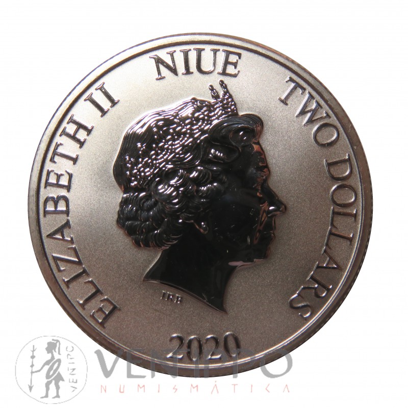 Niue, 2 $ Plata ( 1 OZ. 999 mls. ) 2020 Rey León, BU.