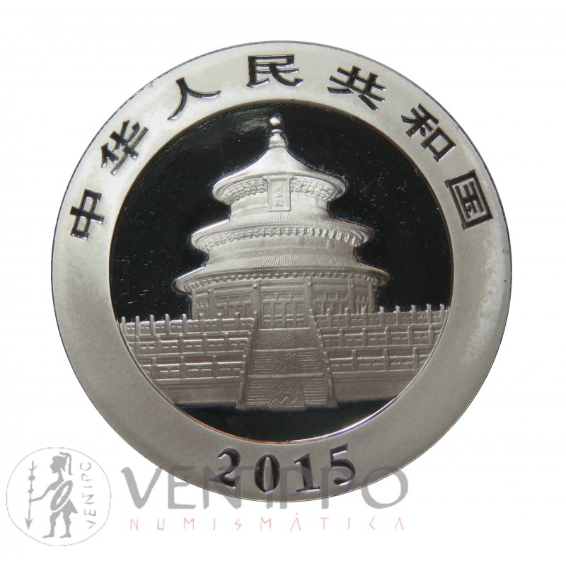 China, 10 Yuan plata ( 1 OZ.  999 mls. ) Panda 2015, BU.