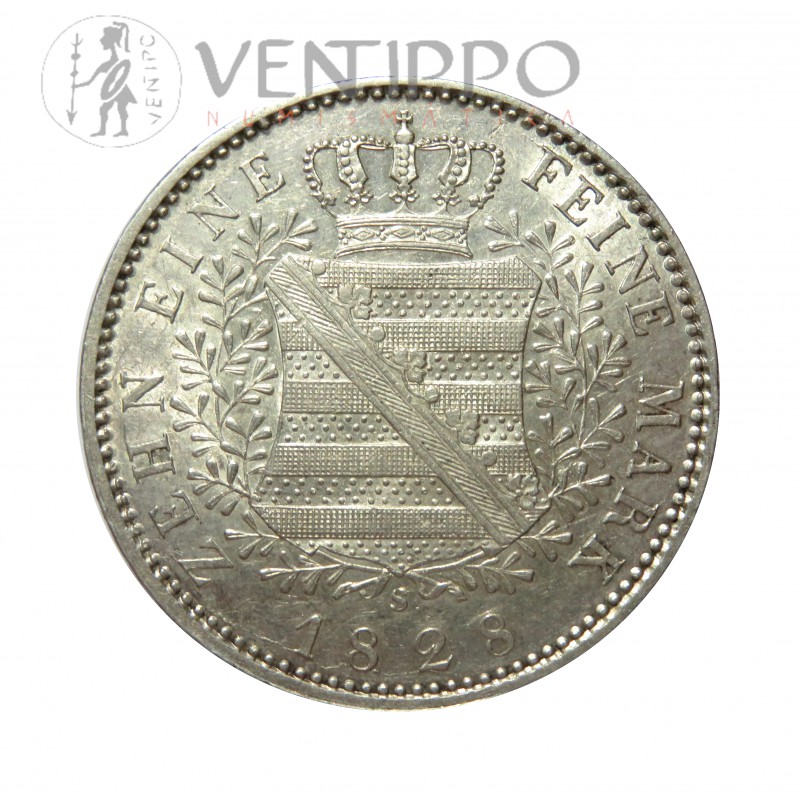 Sajonia, Thaler Plata, 1828, Antonio I, S, EBC-, escasa.