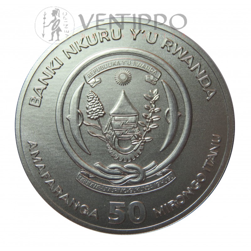 Ruanda, 50 Francs Plata ( 1 OZ. ley 999 mls. ) Año Buey, 2021.