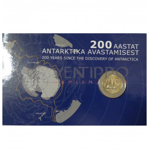 Estonia, Cartera 2 €, 2020, 200 Aniv. Descubrimiento Antártida, FDC.