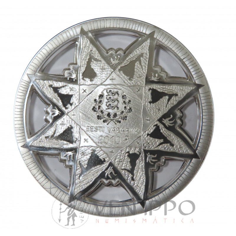 Estonia, 25 Coronas Plata 2010, Historia de Estonia, Proof.