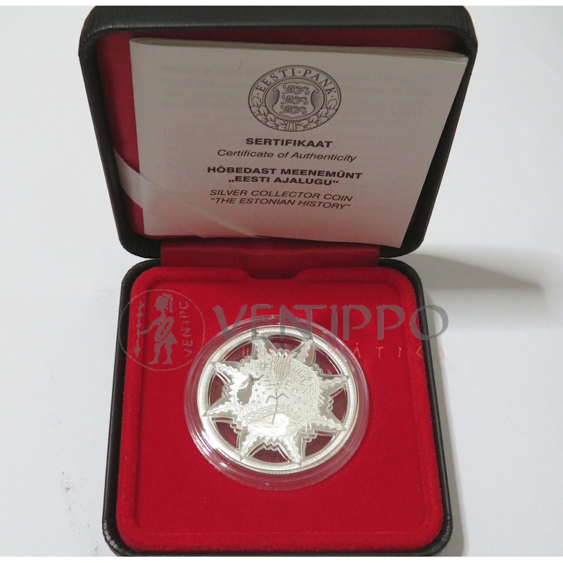 Estonia, 25 Coronas Plata 2010, Historia de Estonia, Proof.