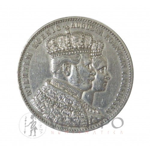 Estados Alemanes, Thaler plata, 1861 Coronación Guillermo y Augusta, MBC+