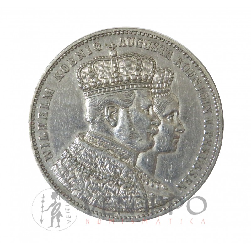 Estados Alemanes, Thaler plata, 1861 Coronación Guillermo y Augusta, MBC+