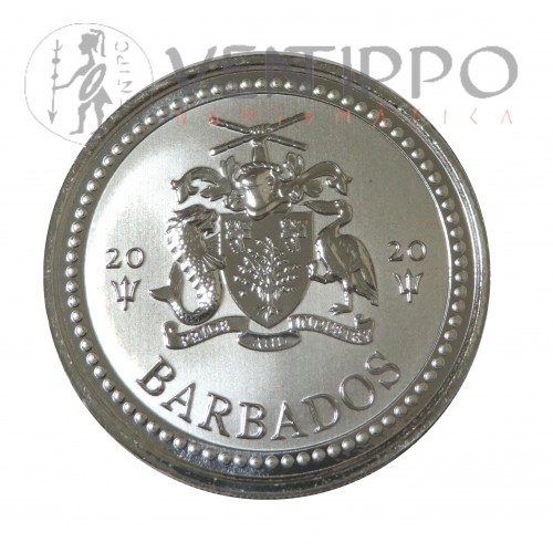 Barbados, Dollar plata ( 1 OZ. 999 mls. ) 2020, tridente , BU.