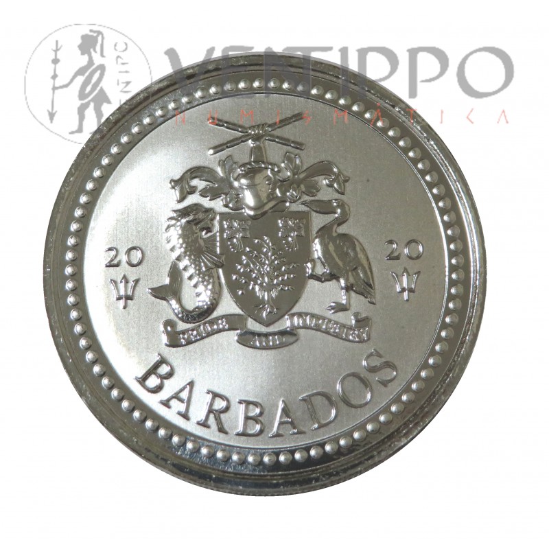 Barbados, Dollar plata ( 1 OZ. 999 mls. ) 2020, tridente , BU.