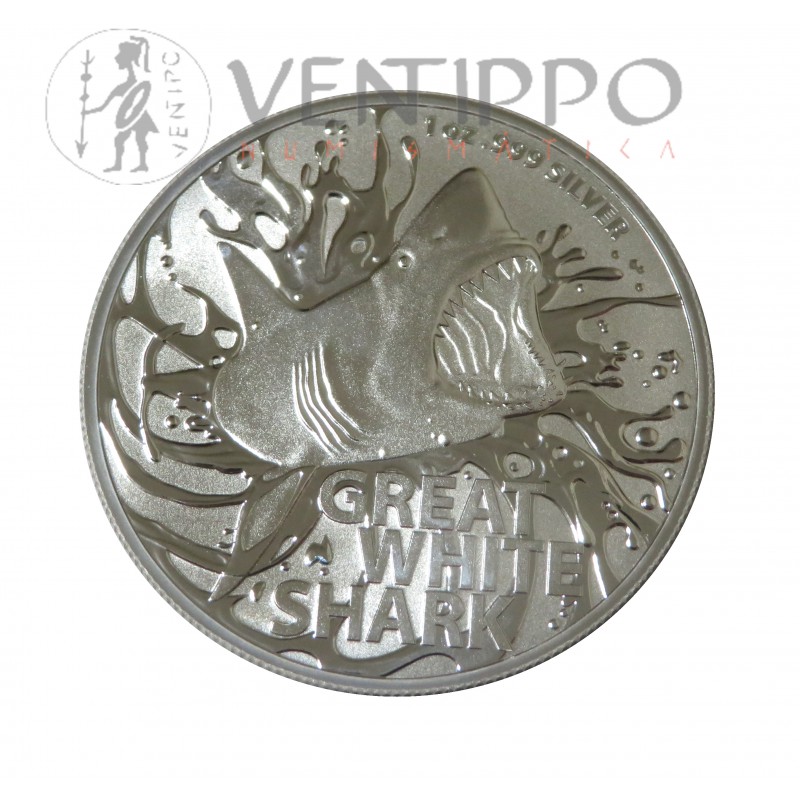 Australia, Dollar plata ( 1 OZ. 9999 mls. ) Gran tiburón Blanco 2021, BU.