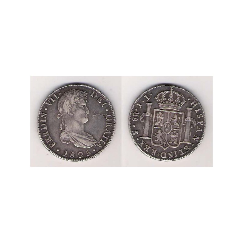 FERNANDO VII, 8 REALES PLATA, 1825 POTOSÍ J.L, MBC+