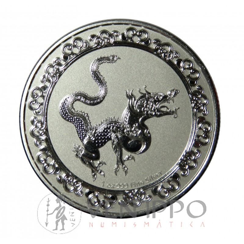 Niue, 2$ Plata ( 1 OZ. 999 mls. ) 2020 Serpiente Amarilla, BU.