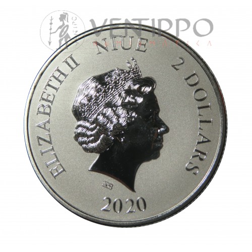 Niue, 2$ Plata ( 1 OZ. 999 mls. ) 2020 Serpiente Amarilla, BU.