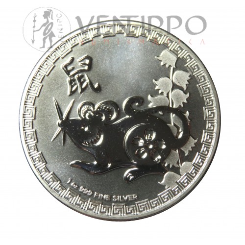 Niue, 2 $ Plata ( 1 OZ 999 mls. ) Año Lunar Rata 2020, BU.