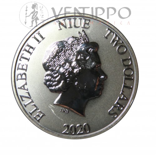 Niue, 2 $ Plata ( 1 OZ 999 mls. ) Año Lunar Rata 2020, BU.