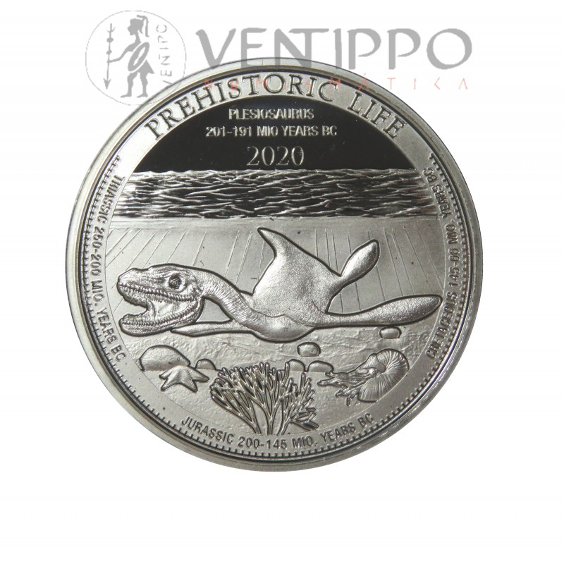 Congo, 20 Francs Plata ( 1 OZ 999 mls. ) 2020, Plesiosaurus, BU.