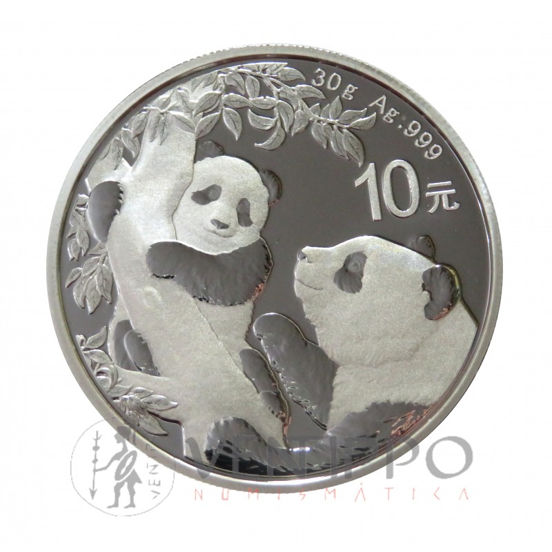 China, 10 Yuan plata ( 1 OZ. ley 999 mls. ) Panda 2021,BU.