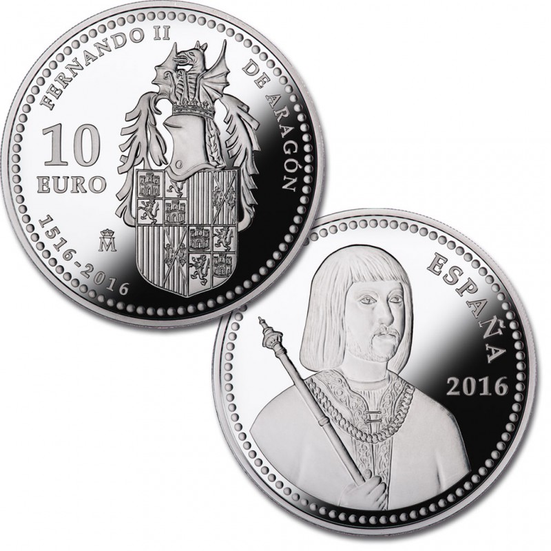 10 € PLATA PROOF 2016, V CENT. MUERTE FERNANDO II DE ARAGÓN