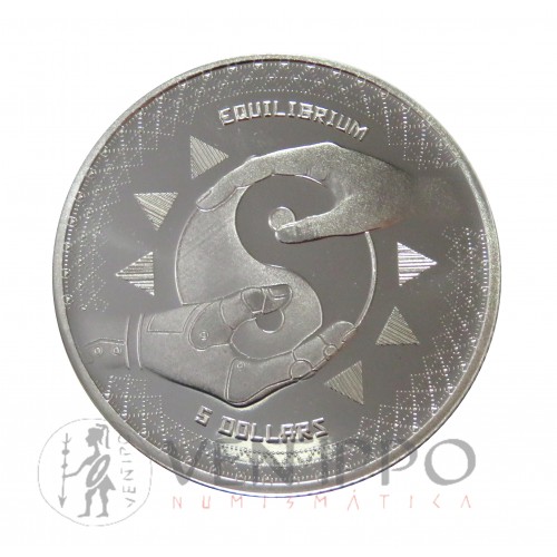 Tokelau, 5 $ Plata ( 1 0Z 999 mls. ) Eqilibrium 2020, BU.