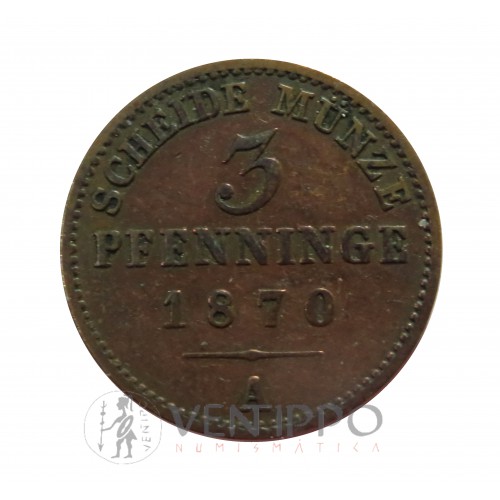 Alemania, Prusia, 3 Pfenninge, Guillermo I, Berlín 1879, MBC+