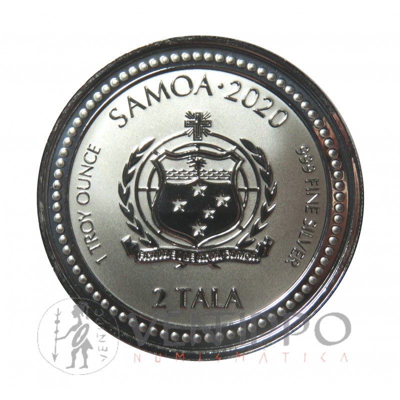Samoa, 2 Tala Plata ( 1 OZ 999 mls. ) Caballito de Mar 2020, Prooflike.