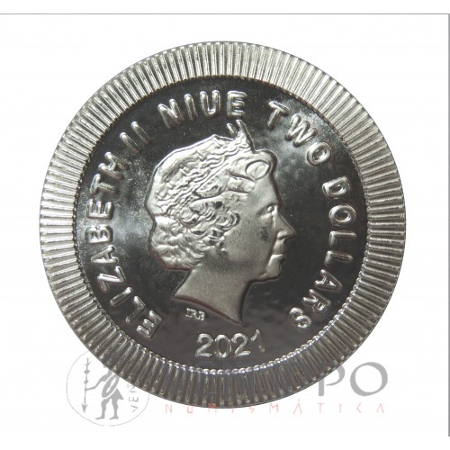 Niue, 2 $ Plata ( 1 OZ. 999 mls. ) Lechuza Atenas 2021, BU.