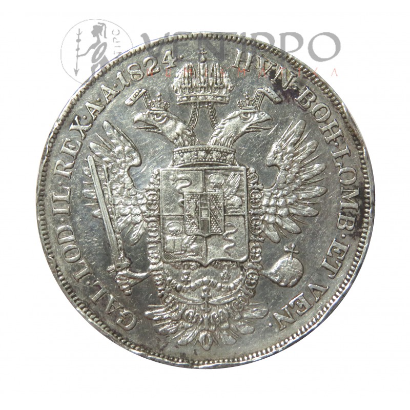 Lombardía, Escudo plata, 1824  Francisco I de Austria, MBC/MBC+