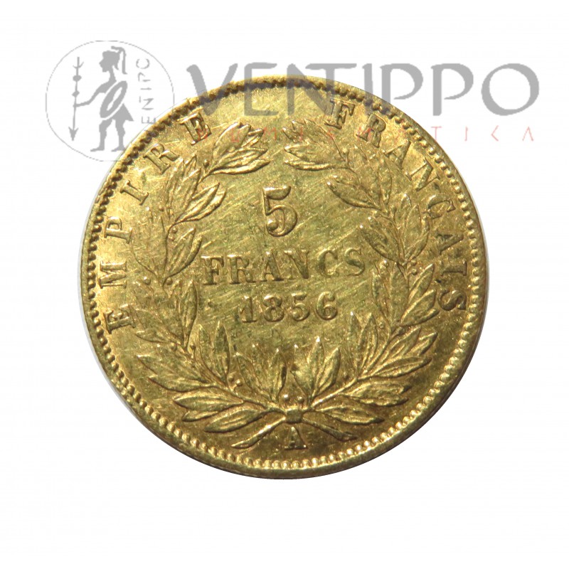 Francia, 5 .Francs Oro, Napoleón III A, MBC