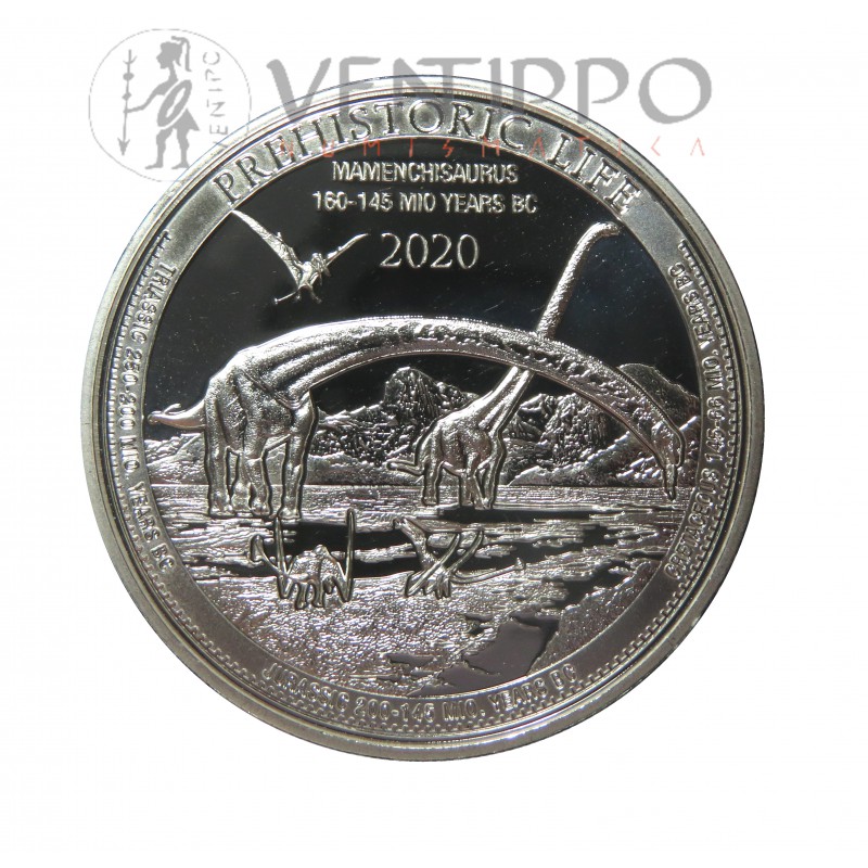 Congo, 20 Francs Plata ( 1 OZ.999 mls ) 2020 Mamenchisaurus, BU.