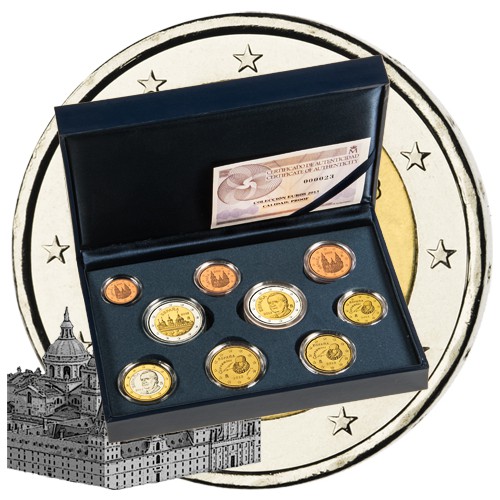 ESPAÑA, ESTUCHE 2013 PROOF, 8 VAL + 2 EUROS ESCORIAL