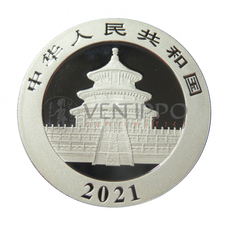 China, 10 Yuan plata ( 30 grs. 999 ) 2020, Panda coloreada, BU.