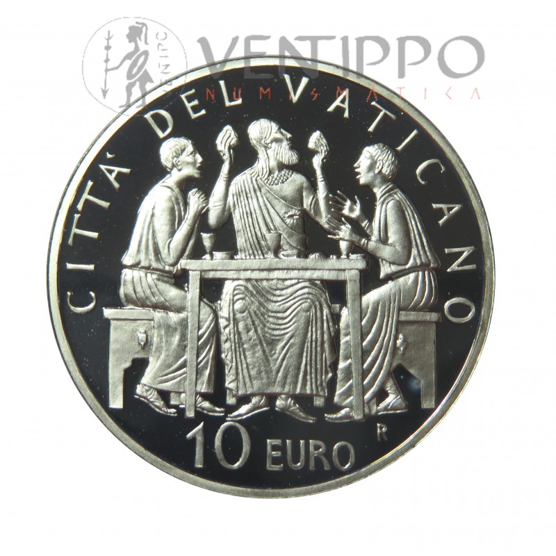 Vaticano, 10€ plata 2005, Año de la Eucaristía, Proof, Estuche + Certificado.