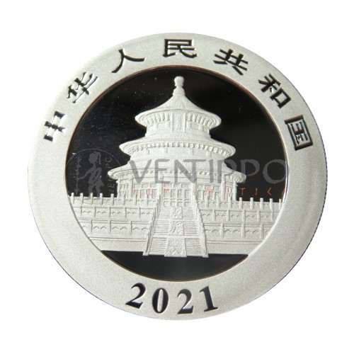 China, 10 Yuan plata ( 30 grs. ley 999 mls. ) Panda coloreado 2021 Tejado, con certificado.