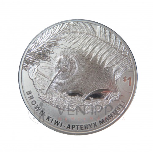 Nueva Zelanda, One Dollar plata ( 1 OZ.  999 mls. ) 2021, Brown Kiwi, BU Blister.