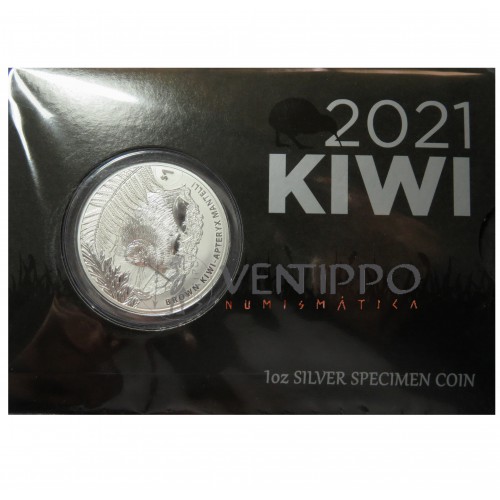 Nueva Zelanda, One Dollar plata ( 1 OZ.  999 mls. ) 2021, Brown Kiwi, BU Blister.