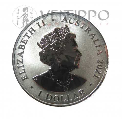 Australia, Dollar plata ( 1 OZ. 999 mls.) Canguro Ram 2021, BU.