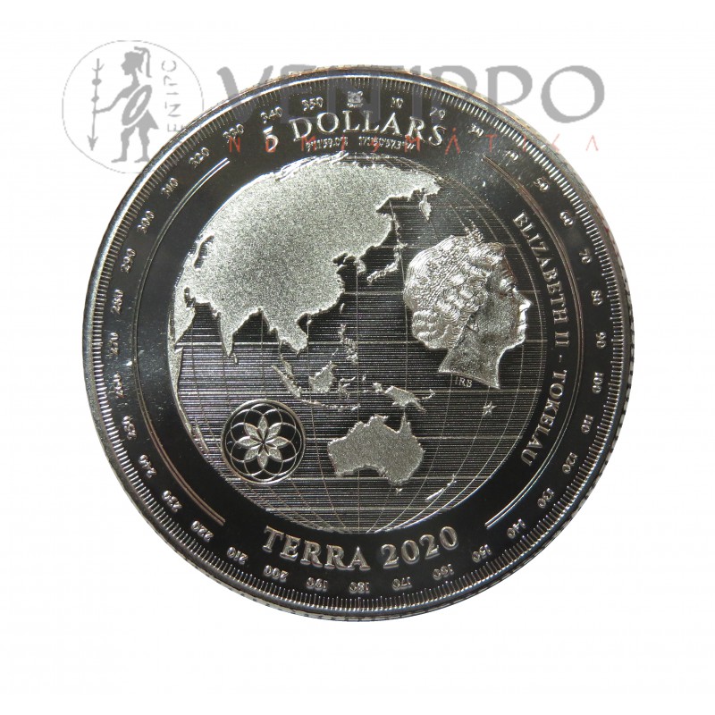 Tokelau, 5 $ Plata ( 1 OZ. 999 mls. ) Serie Terra 2020 BU.