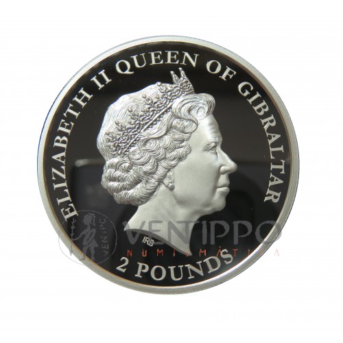 Gibraltar, 2 Pounds plata ( 1 OZ.  999 mls. ), Macaco 2021, BU.
